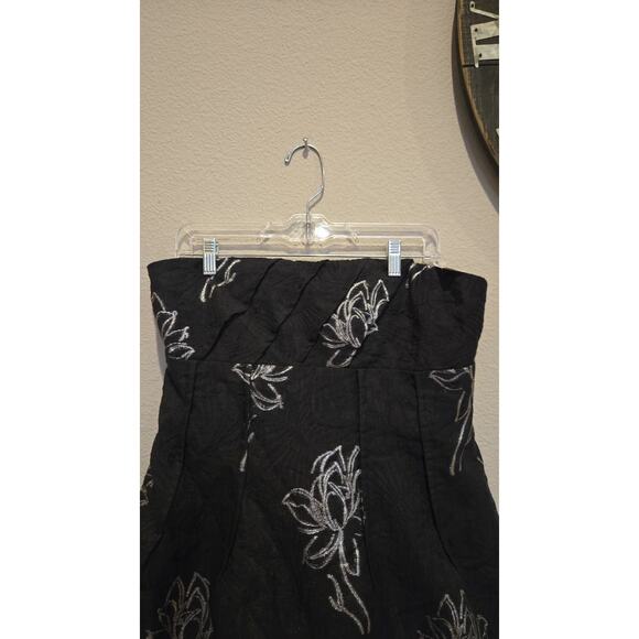 ML Monique Lhuillier Women's Strapless Naomi Jacquard Floral Minidress Black 10 - Picture 3 of 12